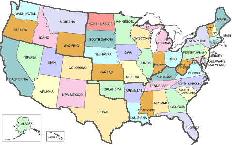 landkaart amerika regio